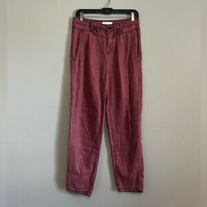 By Anthropologie High Rise Pleated Soft Pants washed brick red size 26